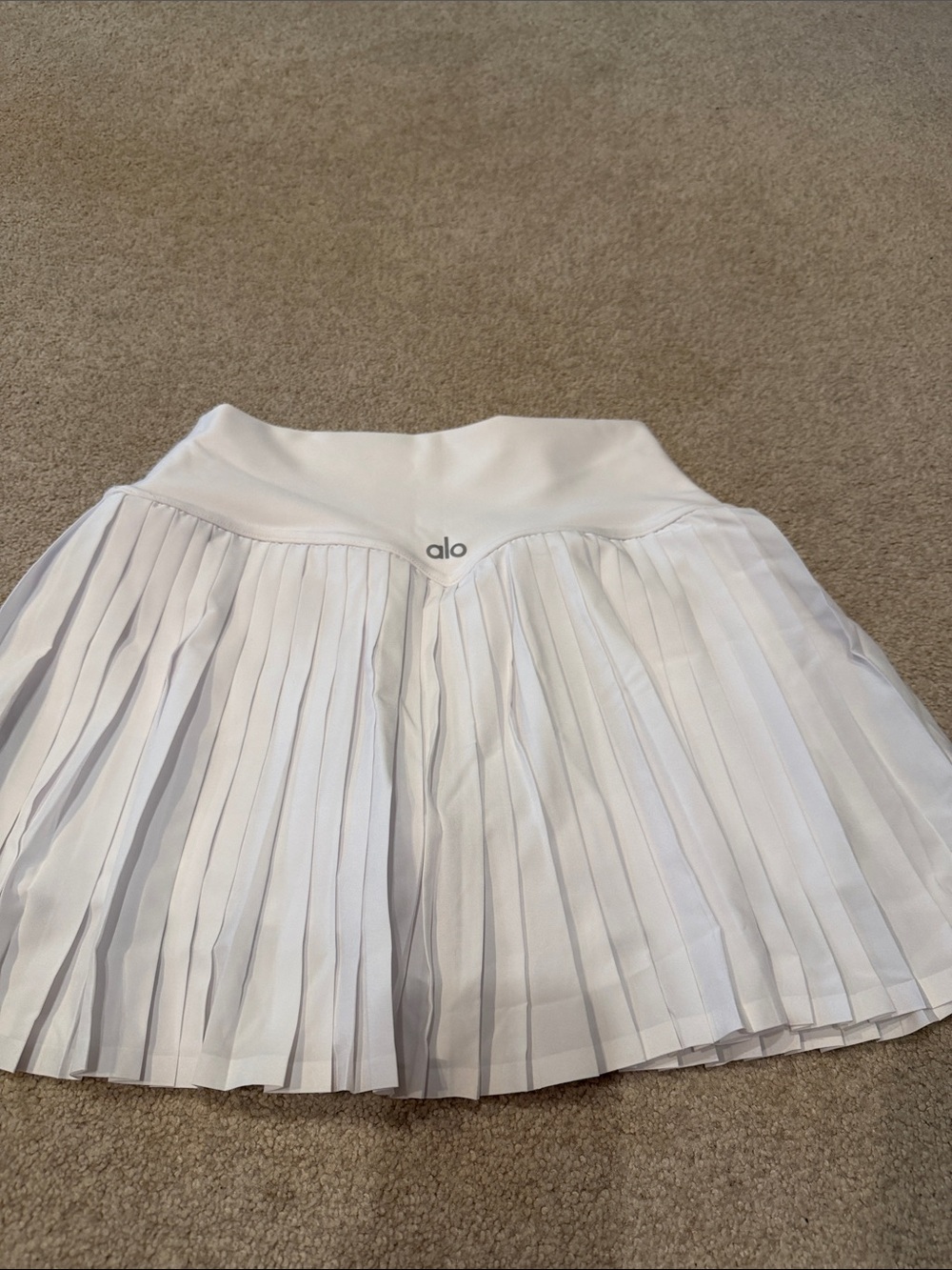 ALO Yoga White Pleated Skater Skirt